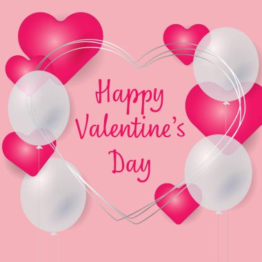 valentine card with hearts pink