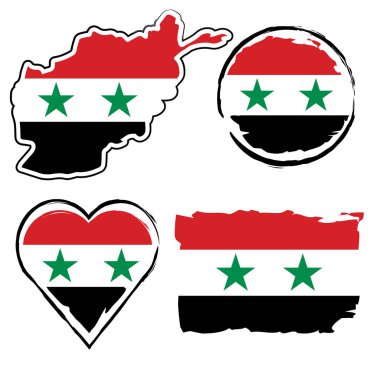 syria flag map support set vector made in