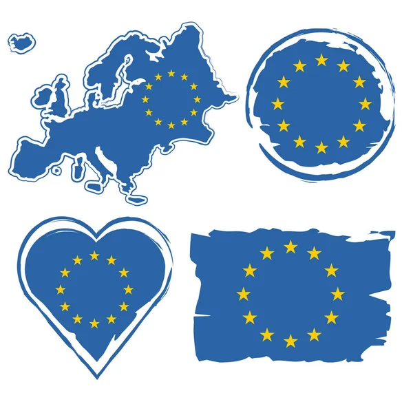 Европейский Союз Флаг Установить Праздники Европе Векторная Графика