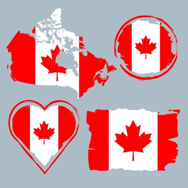 Kanada Land Flagga Collage Geografisk Patriotisk — Stock vektor