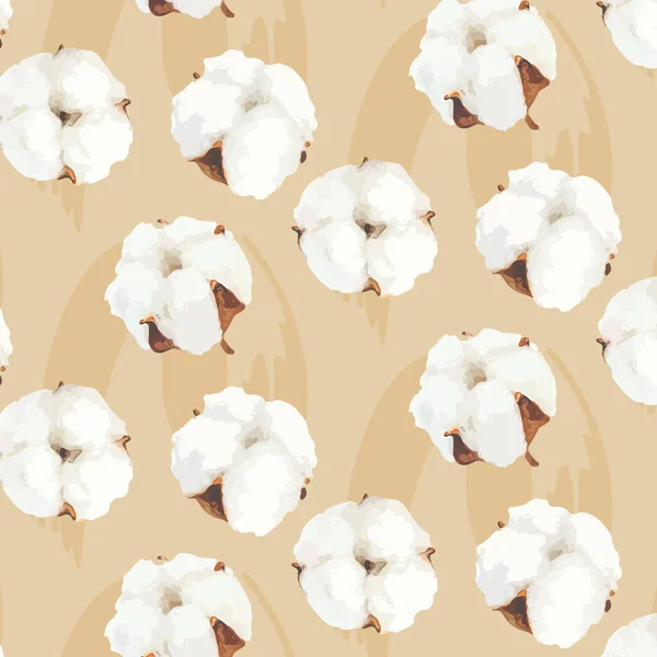 Bavlna Bílé Květy Bezešvé Vzor Vektor Pozadí Pro Textil Obal — Stockový vektor