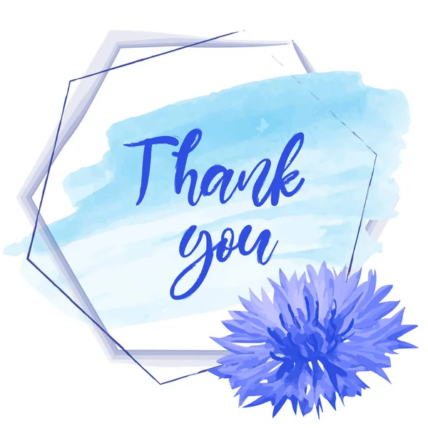 Thank You Watercolor Cornflowers Flower Frame Set — Stock Vector