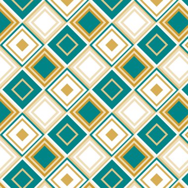 Mozaik eşkenarlar siyah beyaz desenli altın ve yeşil