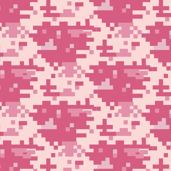 Pixel Military Pattern Uniform Pink Girls — Stock Vector