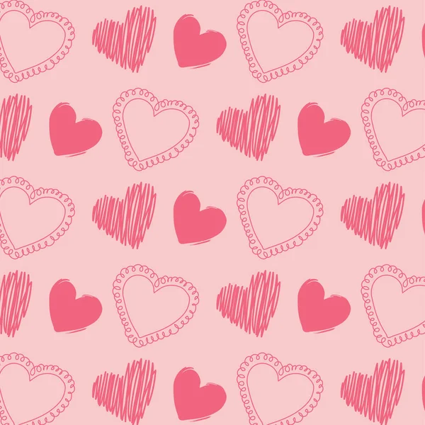 Hart Romantic Drawing Pink Pattern — Διανυσματικό Αρχείο