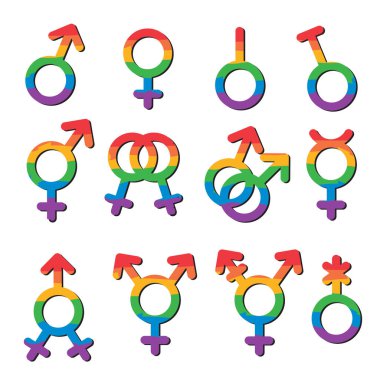 düz lgbt gurur ay simgeleri koleksiyonu