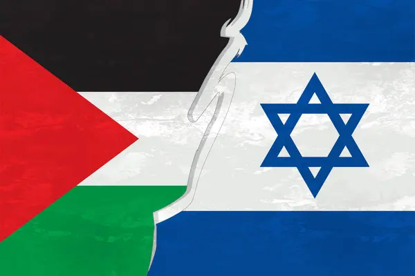Conflit Entre Israël Palestine Drapeau Vecteur En Vente