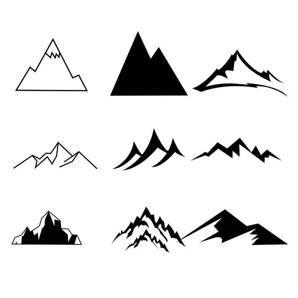 набор иконок горы. векторная иллюстрация