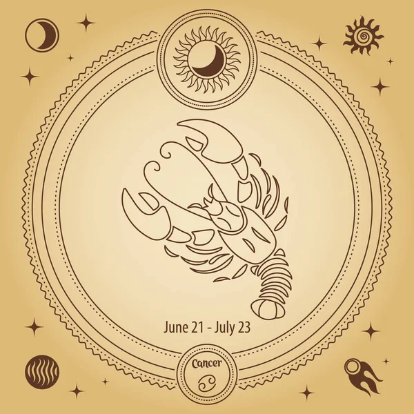Cáncer Signo Del Zodíaco Signo Del Horóscopo Astrológico Esquema Dibujo — Archivo Imágenes Vectoriales