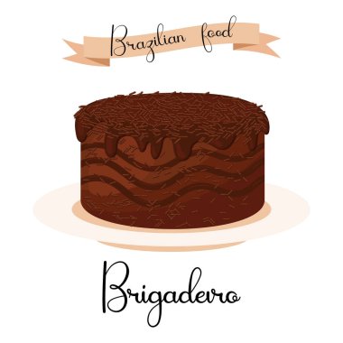 Brigadeiro çikolatalı pasta, Brezilya ulusal yemeği, tatlı. Görüntü, vektör