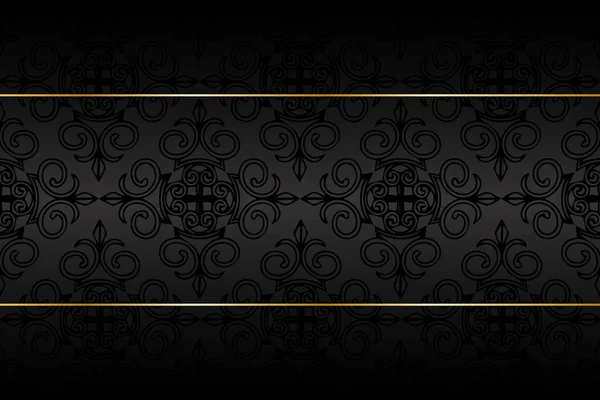 Vip Karte Schwarzer Hintergrund Mit Ornamenten Und Goldenen Elementen Abstrakter — Stockvektor