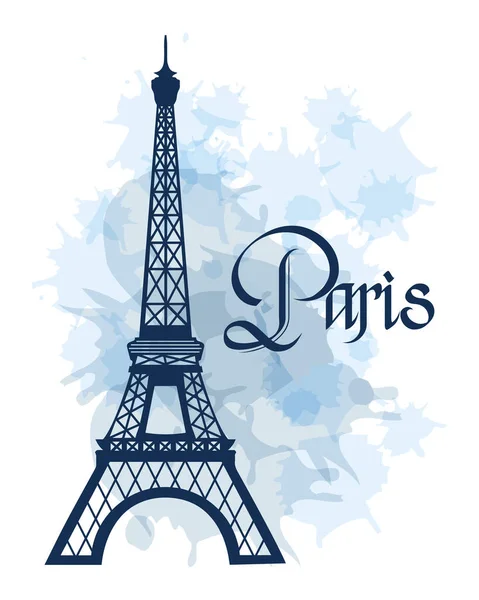 Französischer Eiffelturm Auf Dem Hintergrund Von Aquarellflecken Flecken Abbildung Vektor — Stockvektor