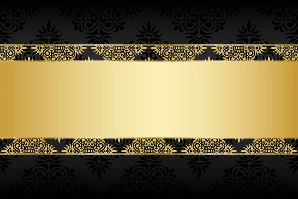 プレミアム高級Vipカード レース付きブラックとゴールドのデザイン 背景ベクトル — ストックベクタ