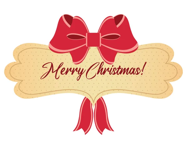 Bannière Ajourée Avec Texte Félicitations Joyeux Noël Décoré Arc Rouge — Image vectorielle