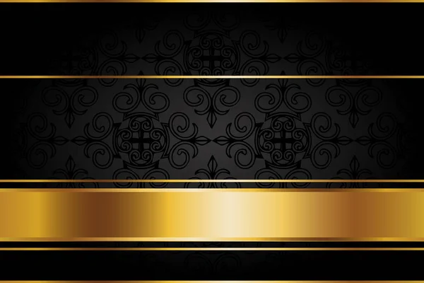 豪华高级贵宾卡 黑色和金色设计配饰 复古背景 — 图库矢量图片