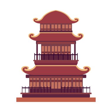 Asyalı üç katlı pagoda, doğulu pagoda. Resim, simge, vektör