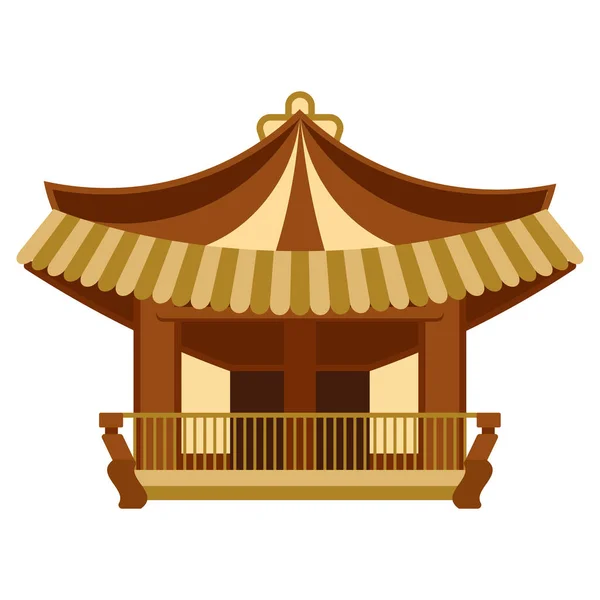 Casa Asiática Coreana China Casa Oriental Tradicional Ilustración Icono Vector — Vector de stock