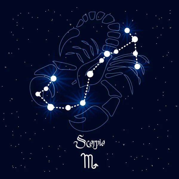 Scorpio Constellation Zodiac Sign Background Cosmic Universe Blue White Design — Stock Vector