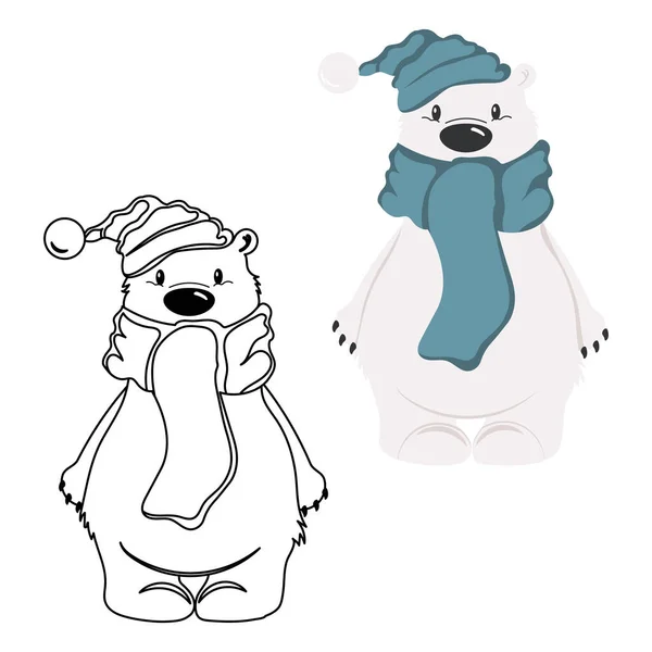 Cute Niedźwiedź Polarny Szkic Kolorowania Ilustracji Projekt Dla Dzieci Kolorowanki — Wektor stockowy
