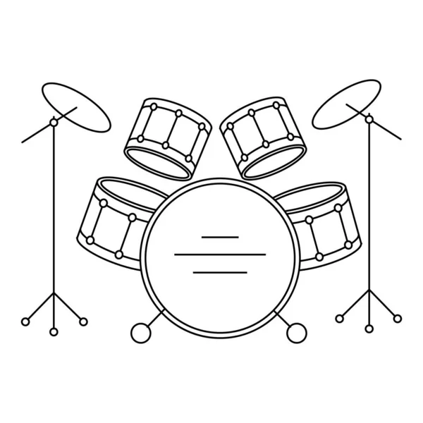 Συναυλία Drum Set Μουσικά Όργανα Line Art Σκίτσο Εικονίδιο Διάνυσμα — Διανυσματικό Αρχείο