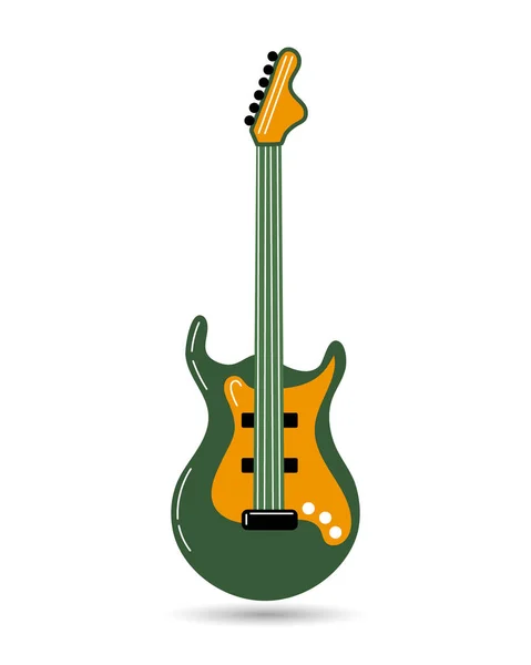 Konser Elektro Gitar Müzik Aletleri Sarı Yeşil Tasarım Resim Simge — Stok Vektör
