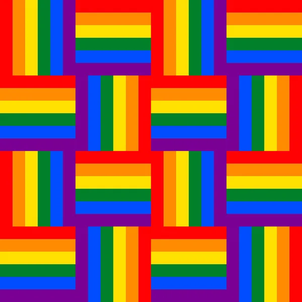 Nahtloses Muster Geometrischer Regenbogenquadrate Quadrate Den Farben Der Lgbt Flagge — Stockvektor
