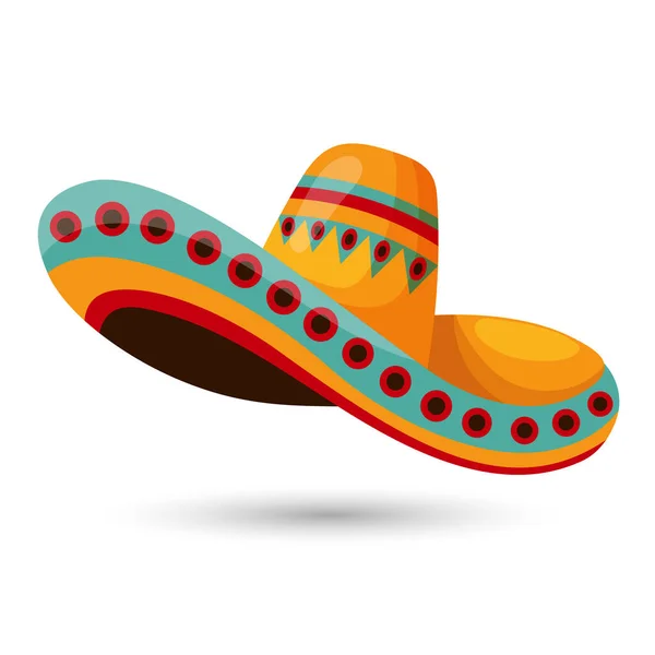 Chapéu Sombrero Mexicano Com Ornamentos Símbolo Nacional México Ilustração Vetor —  Vetores de Stock