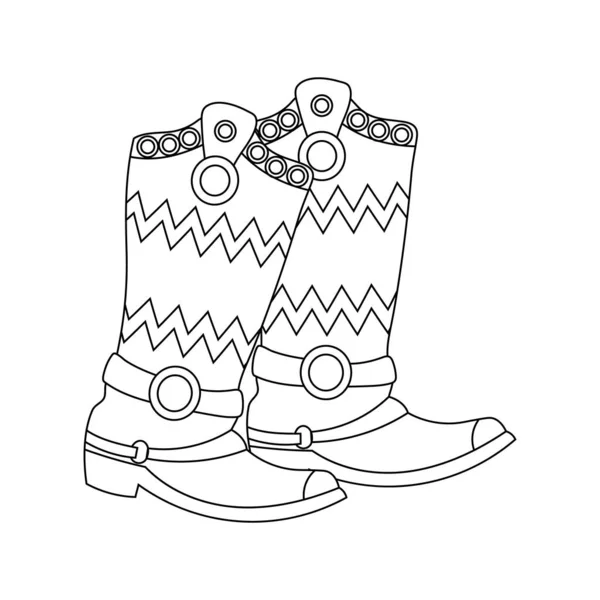 Cowboy Boots Ornaments Symbol Mexico America Illustration Sketch Coloring Vector — Stock Vector
