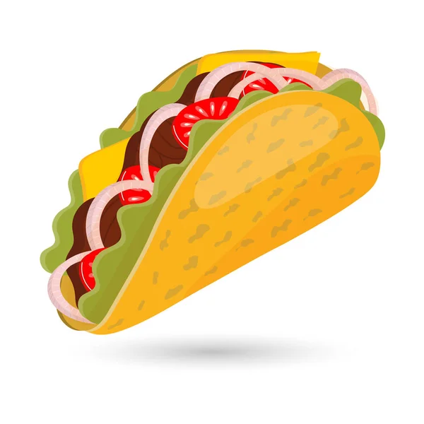 Meksykańskie Jedzenie Taco Narodowy Symbol Meksyku Ilustracja Wektor — Wektor stockowy