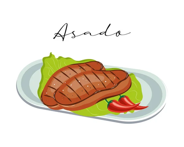 Carnes Parrilla Filetes Asado Cocina Latinoamericana Cocina Nacional Argentina Ilustración — Vector de stock