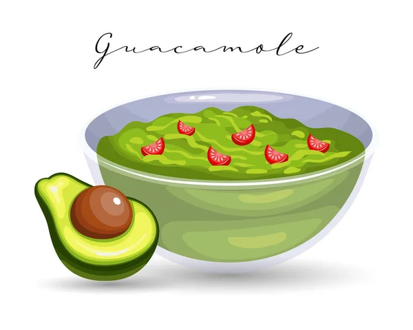 Avocado Guacamole Sauce Mit Tomaten Lateinamerikanische Küche Mexikos Nationalküche Illustration — Stockvektor