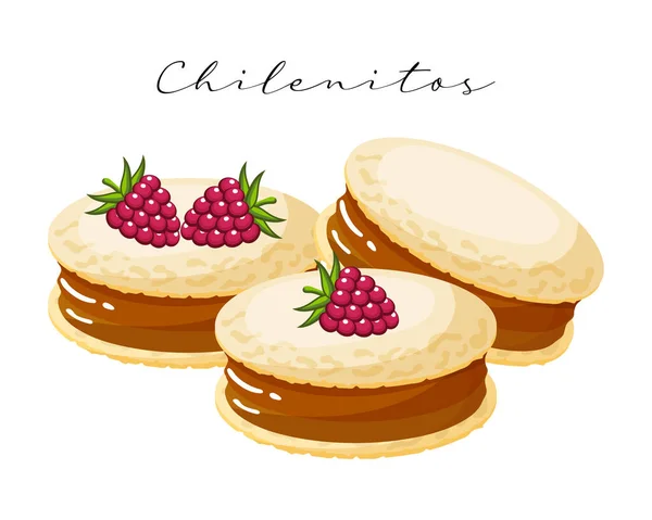 Chilenitos Печенье Карамелью Десерт Латиноамериканская Кухня Национальная Кухня Чили Пищевая — стоковый вектор