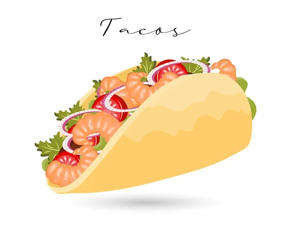 Tacos Camarão Vegetais Cozinha Latino Americana Cozinha Nacional México Ilustração — Vetor de Stock