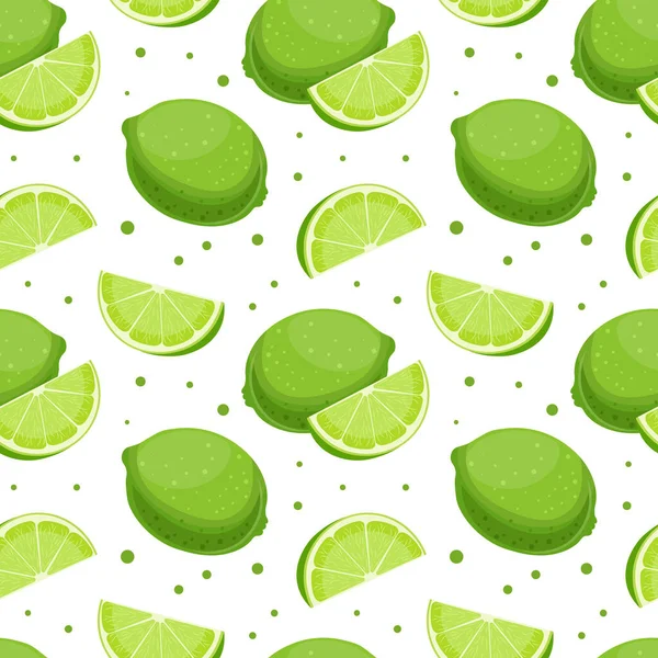 Seamless Pattern Colorful Limes Slices White Background Fruit Background Textile — Stock Vector