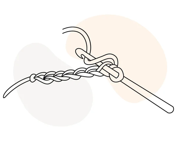 Icône Tricot Crochet Une Queue Cochon Partir Fil Dessin Trait — Image vectorielle