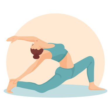 Yoga pozisyonunda bir kız, meditasyon. Yaşam tarzı ve sağlık kavramı. Görüntü, vektör