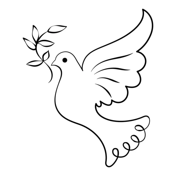 비둘기 나뭇가지와 평화의 흰색의 일러스트 — 스톡 벡터