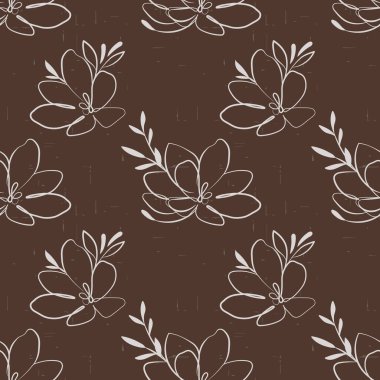 Kusursuz desen, eskimiş dokuda doğrusal çiçekler. Arkaplan, duvar kağıdı, tekstil, vektör