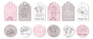 Üzerinde çiçek olan çıkartma ya da tebrik kartı şablonu. Yıldönümü, doğum günü, düğün, parti, sosyal medya afişi. Vektör