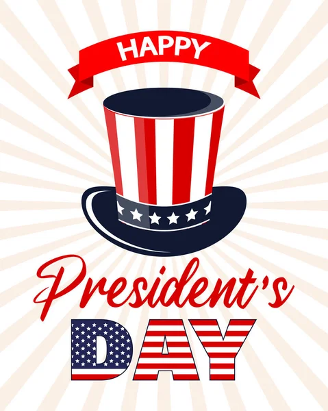 Usa President Day Banner Abraham Lincoln Top Hat Flag Congratulatory — 스톡 벡터