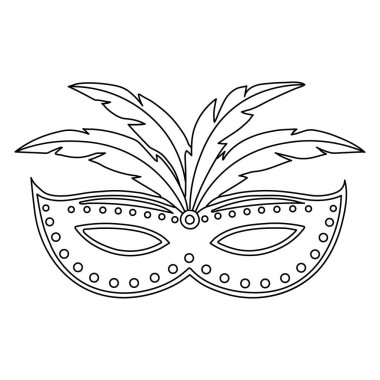 Carnival mask, sketch, line art. Illustration for coloring book, holiday decor element, vector