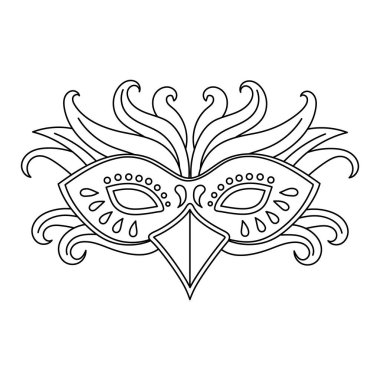 Carnival mask, sketch, line art. Illustration for coloring book, holiday decor element, vector