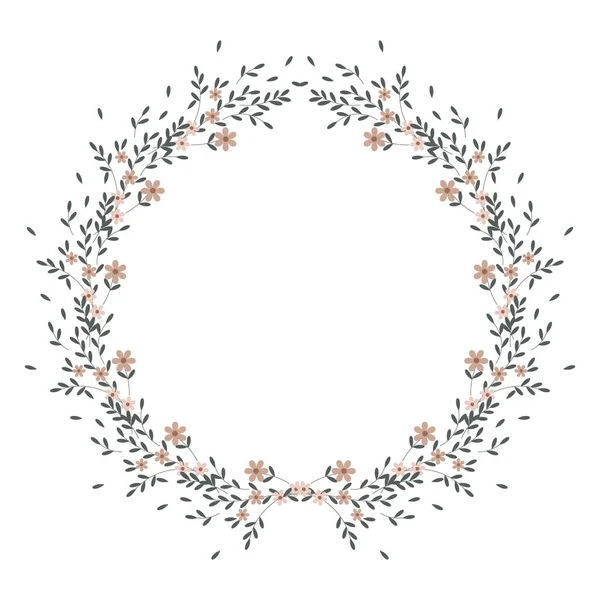 Spring frame of small flowers and scattered small leaves. Easter frame, spring illustration, vector