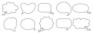 Set of clouds for text, abstract shapes for text. Sketch, decor elements, vector