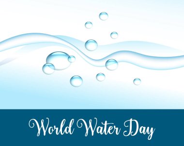 World Water Day, sea waves with water bubbles, water texture. Ecological concept. Banner, poster, background, vector