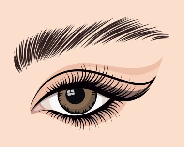 Female eye, face, art aesthetics poster. Beauty and fashion concept. Illustration, vector