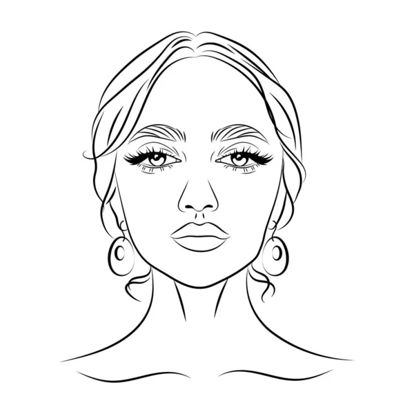 Porträt Einer Schönen Mexikanischen Frau Skizze Linienzeichnung Frauenlook Schönheit Logo — Stockvektor