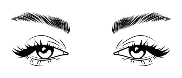 Weibliche Augen Mit Langen Wimpern Und Augenbrauen Weiblicher Matter Blick — Stockvektor