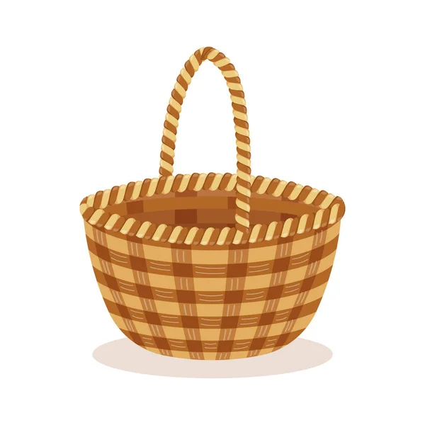 Wicker Basket Handle White Background Illustration Vector — Stock Vector