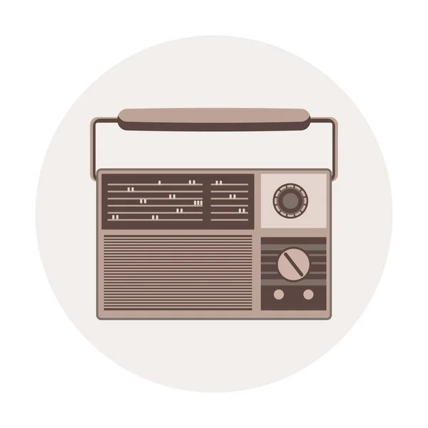 Rádio Vintage Círculo Ilustração Retrô Ícone Vetor — Vetor de Stock